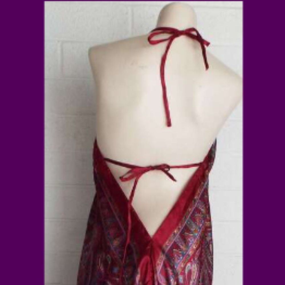 New SACRED THREADS M L wine paisley scarf dress - Picture 7 of 7